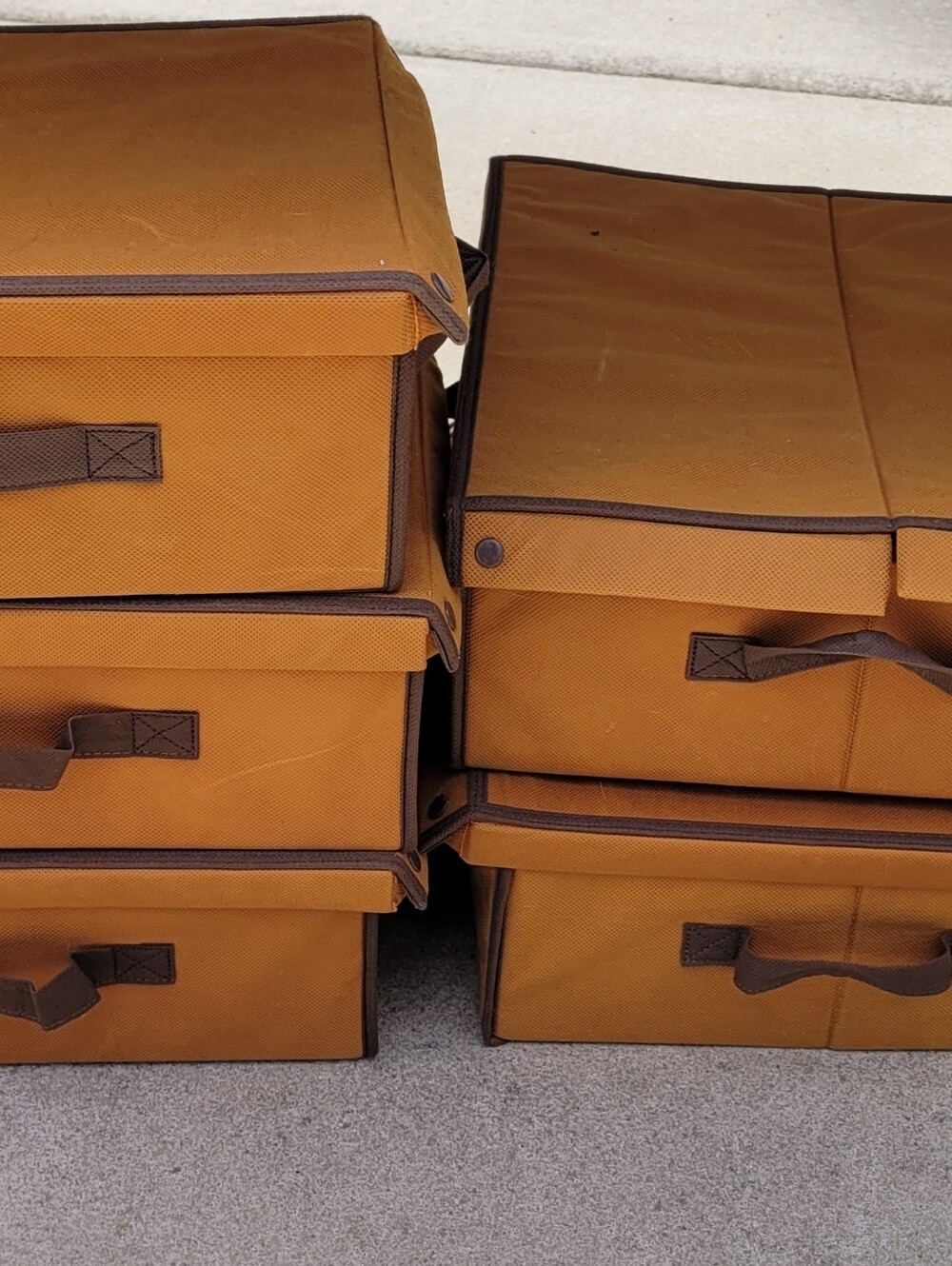 Brown Foldable Fabric Storage Boxes - Set of 6
